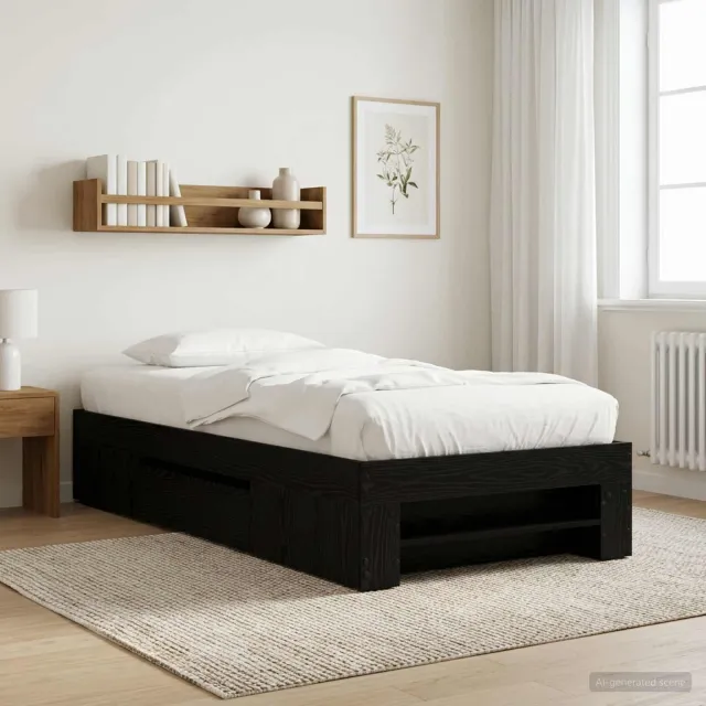 vidaXL Bedframe met opslag Zwart eiken 80 x 200 cm Bewerkt hout