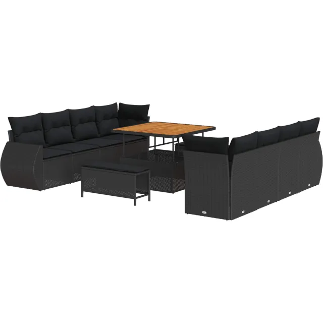 vidaXL Tuin Sofa Set 11 st Zwart poly rattan