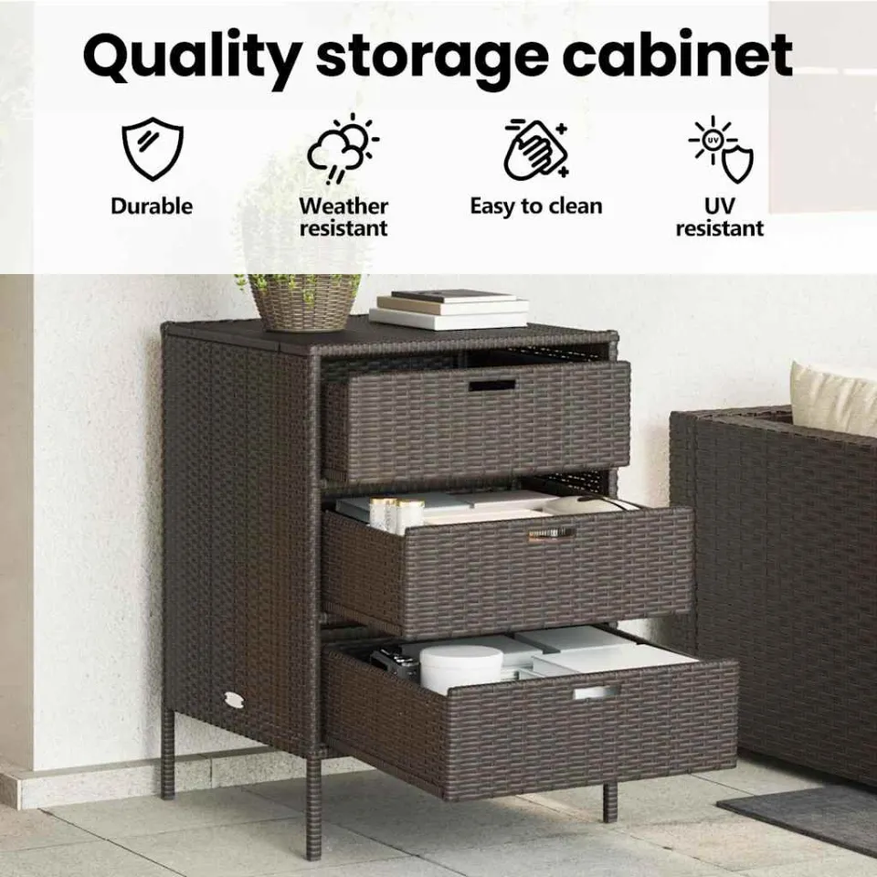 vidaXL Tuinkast 55x59x80 cm poly rattan bruin, foto 4