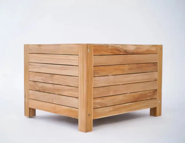 Het Balkonbankje Kleine teakhouten tuin bijzettafel met opbergruimte – 50 x 60 x 40 cm - Teakhout - Voor tuin, dakterras en balkon