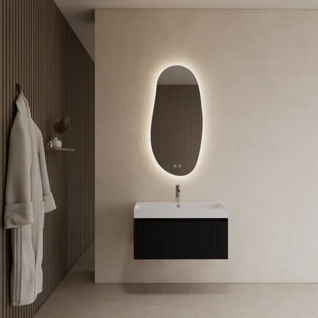 Gliss Design Badkamermeubel Gliss Design Timotheus 80 cm Black Veneer (Keuze Wastafel) Zwart