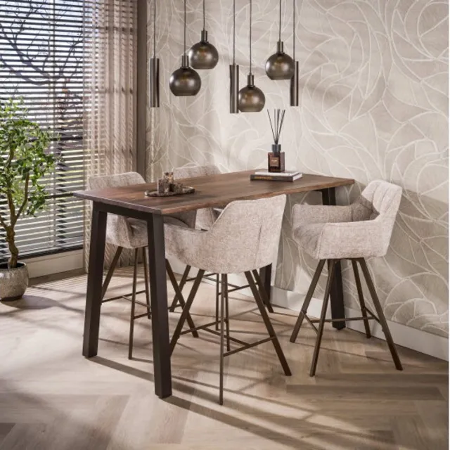 Meubelplaats Bartafel Edge Pure - 147x80x92 cm - Massief Acaciahout - Bruin Naturel