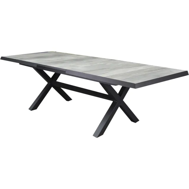 AVH-Collectie New Delhi uitschuifbare dining tuintafel 204-264x103xH76,5 cm met kruispoot antraciet