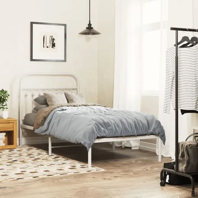 vidaXL Bedframe met hoofdbord metaal wit 90x190 cm