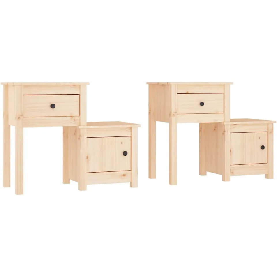 vidaXL Nachtkastjes 2 st 79,5x38x65,5 cm massief grenenhout bruin, foto 3