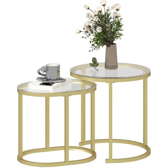 Homcom Salontafelset - Staal - 50x50x50,5 cm - Transparant