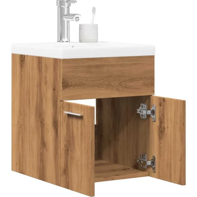 vidaXL 2-delige Badkamermeubelset bewerkt hout artisanaal eikenkleur Bruin