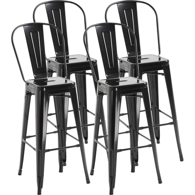 Homcom barkruk - Metaal - 44x49x116cm - Zwart