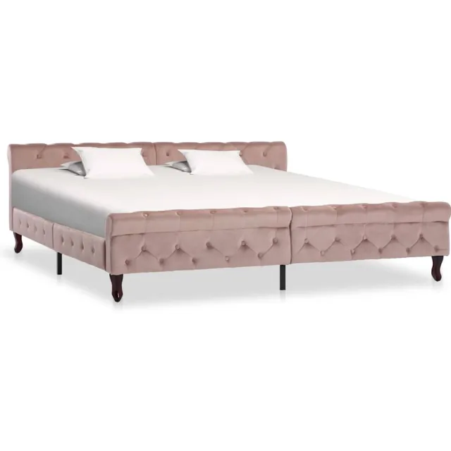 vidaXL Bedframe fluweel roze 200x200 cm