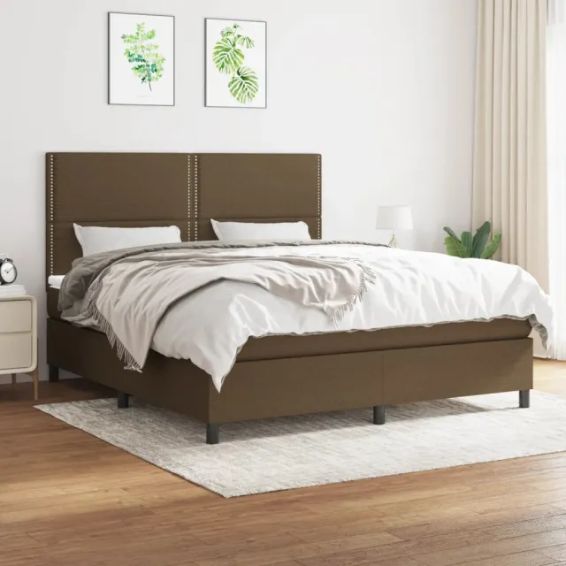 vidaXL Boxspring met matras stof donkerbruin 180x200 cm bruin