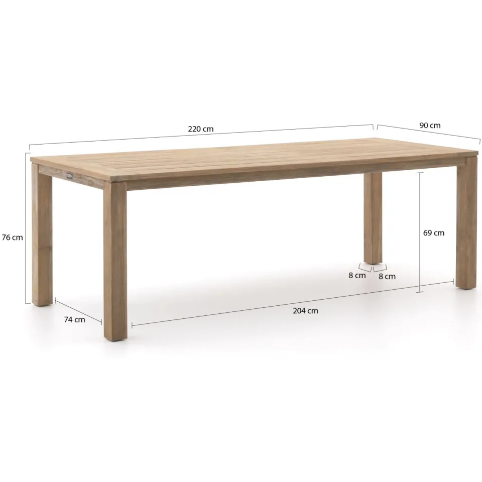 Apple Bee Hawaii/ROUGH-S 220cm dining tuinset 7-delig stapelbaar bruin, foto 3