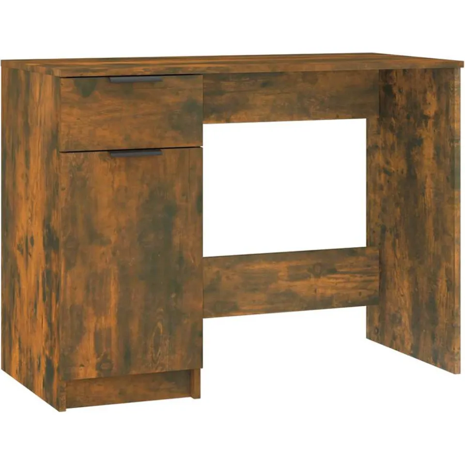 vidaXL Bureau 100x50x75 cm bewerkt hout gerookt eikenkleurig Bruin