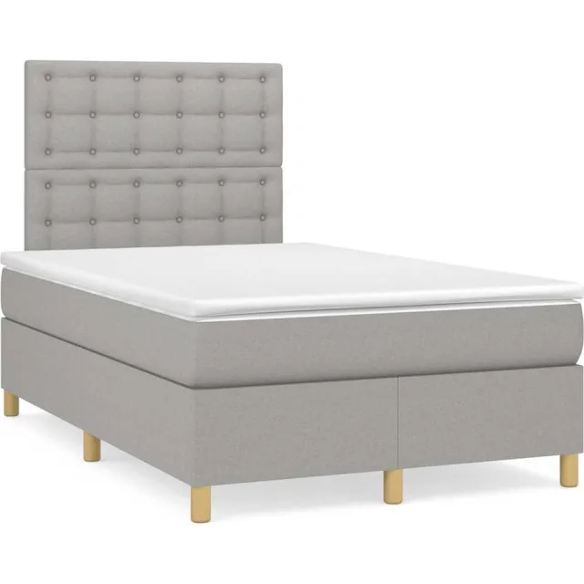 vidaXL Boxspring met matras en LED stof lichtgrijs 120x190 cm grijs