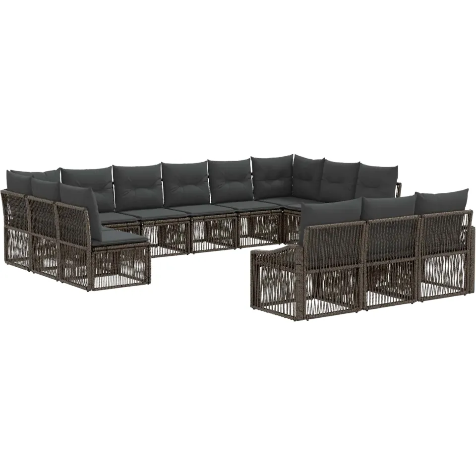 vidaXL Tuinbankenset 13 st 13-zits Grijs poly rattan, foto 3