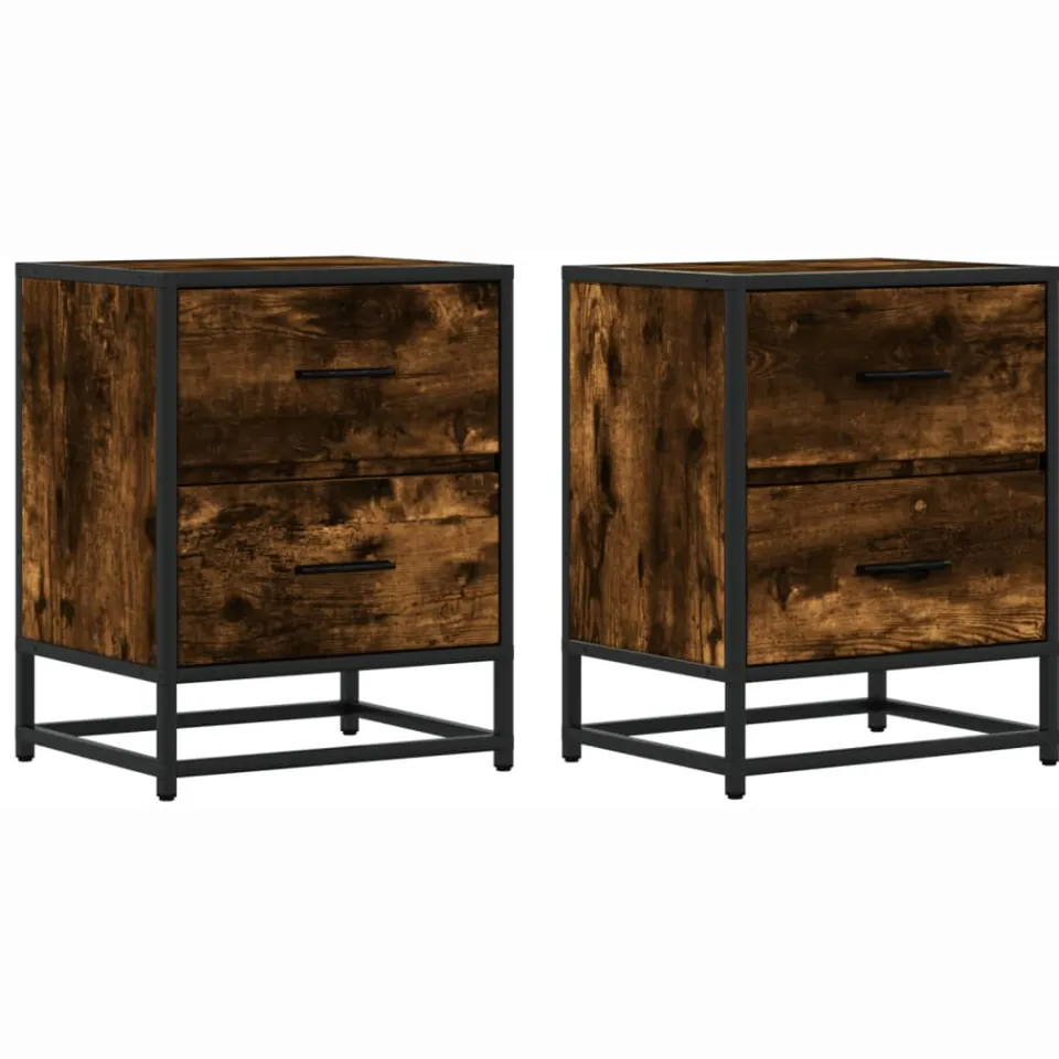vidaXL Nachtkastjes 2 st 40x31x50 cm bewerkt hout gerookt eikenkleurig Bruin