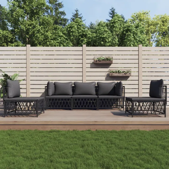 vidaXL 5-delige Loungeset met kussens staal antracietkleurig, foto 2