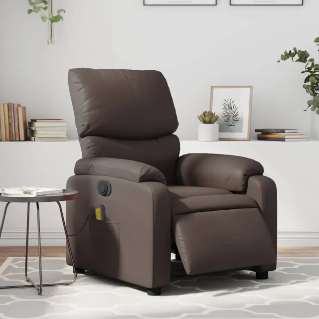 vidaXL Massagestoel verstelbaar elektrisch kunstleer bruin