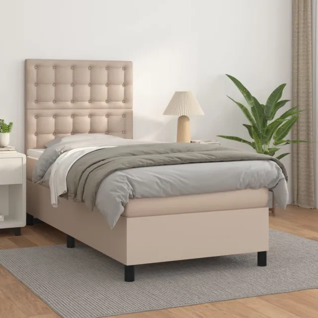 vidaXL Boxspring met matras kunstleer cappuccinokleurig 80x200 cm bruin