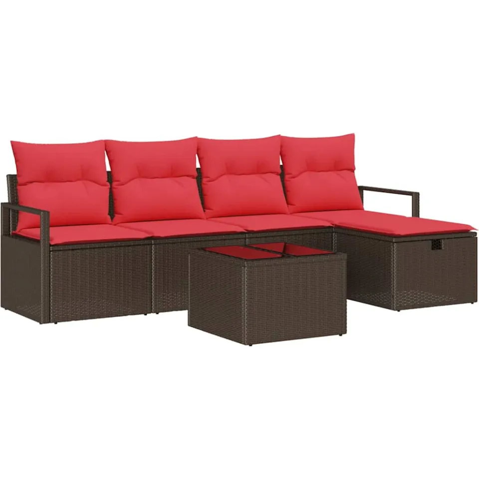 vidaXL Tuin Sofa Set 6 st Bruin poly rattan, foto 4