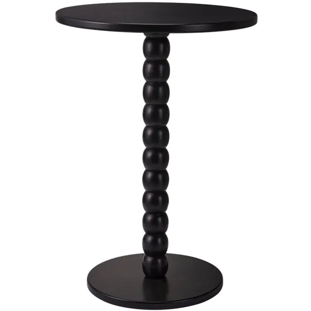 Excellent Houseware bijzettafel liva - zwart - rond - H50 x D35 cm - hout - koffietafel