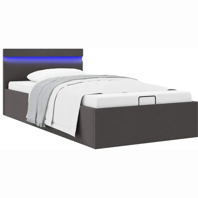 vidaXL Bedframe met opbergruimte en LED stof donkergrijs 100x200 cm