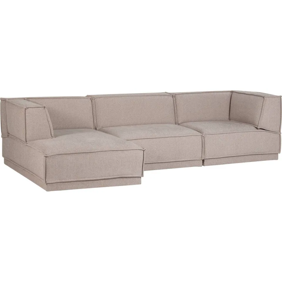 WOOOD Manu Chaise Longue Bank Links - Velvet - Bruin - 73x286x160, foto 2