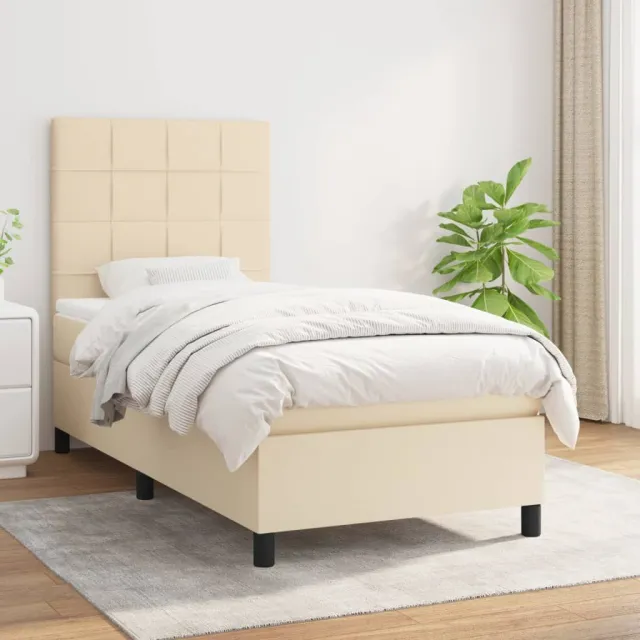 vidaXL Boxspring met matras stof crèmekleurig 90x190 cm