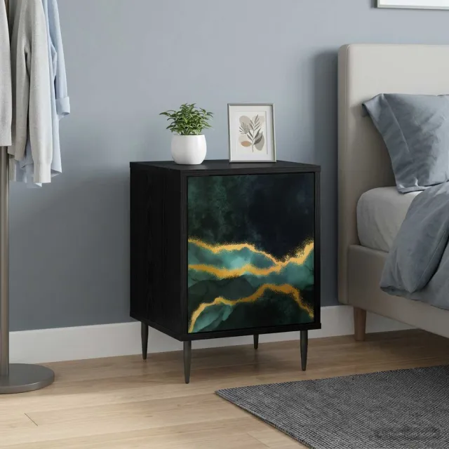 vidaXL Nachtkastje WIJHE 2 st Zwart eiken 36 x 33 x 51 cm Bewerkt hout, foto 2