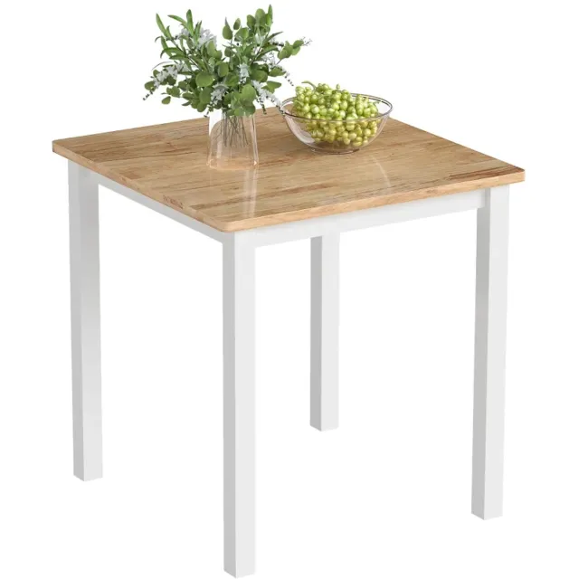 ZYLARO Eettafel Van Rubberhout - Voor Maximaal 4 Personen - Natuurlijk Hout Eiken+Wit