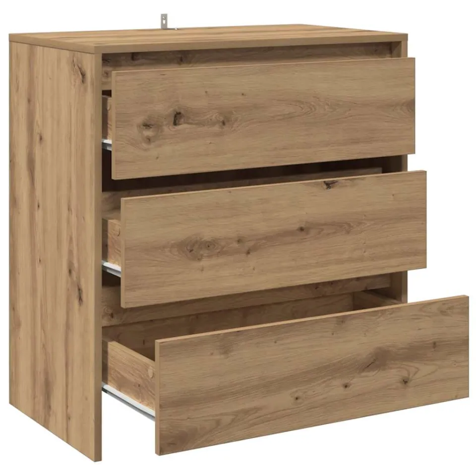 vidaXL Dressoir 70x41x75 cm bewerkt hout artisanaal eikenkleur Bruin