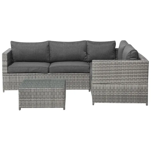 Beliani AVOLA - Loungeset voor 4 - Donkergrijs - PE rotan