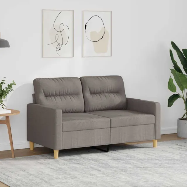 vidaXL Tweezitsbank 120 cm stof taupe