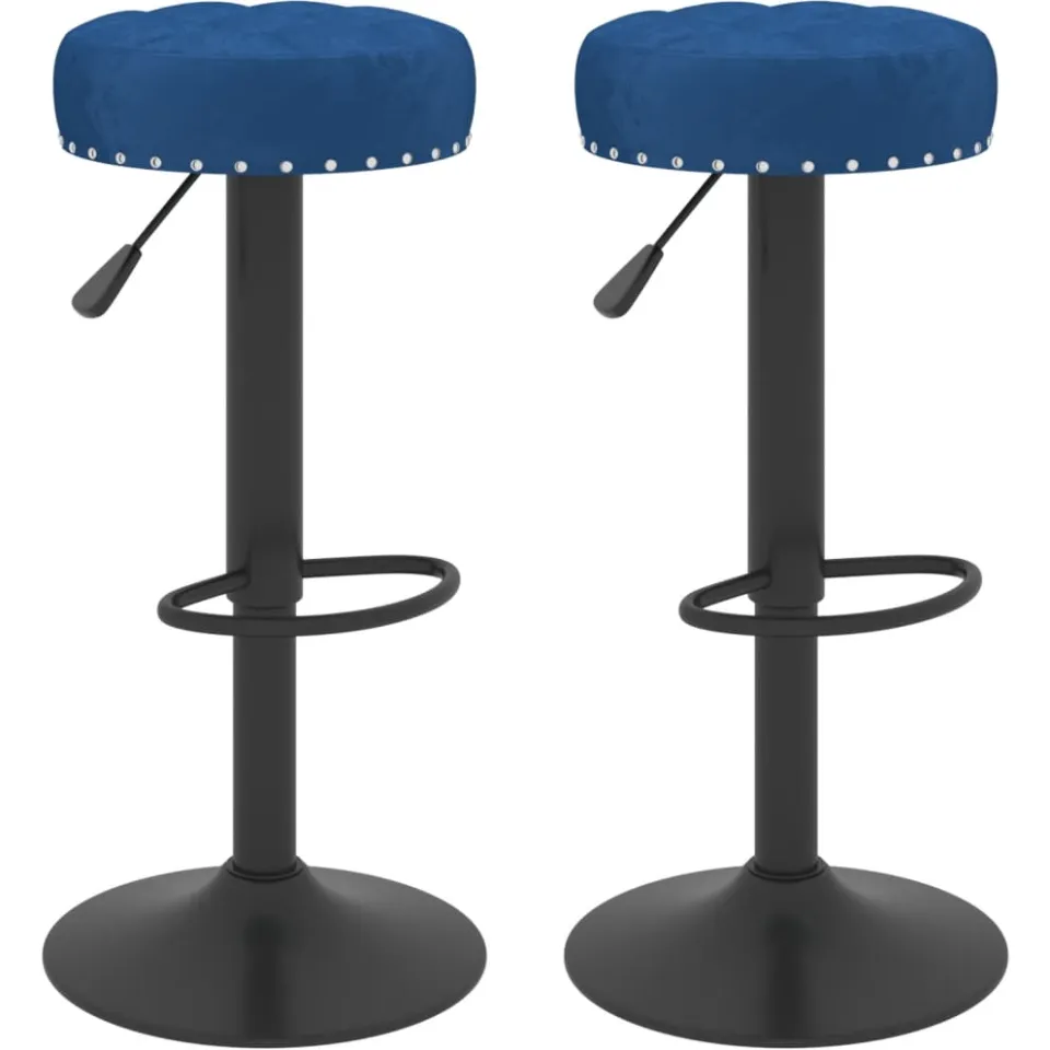 vidaXL Barkrukken 2 st fluweel blauw, foto 3
