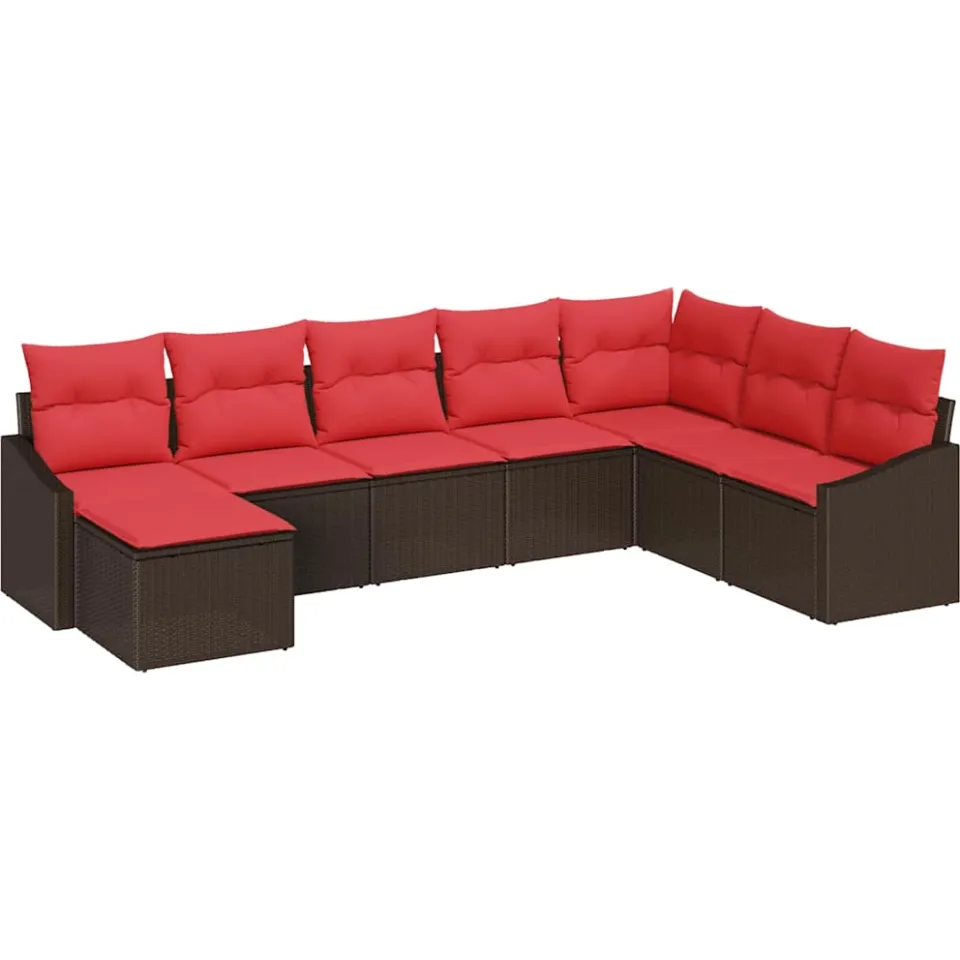 vidaXL Bankstel 8 st Bruin poly rattan, foto 4