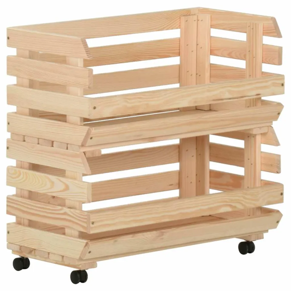 vidaXL Groentetrolley 57x30x80 cm massief grenenhout, foto 3