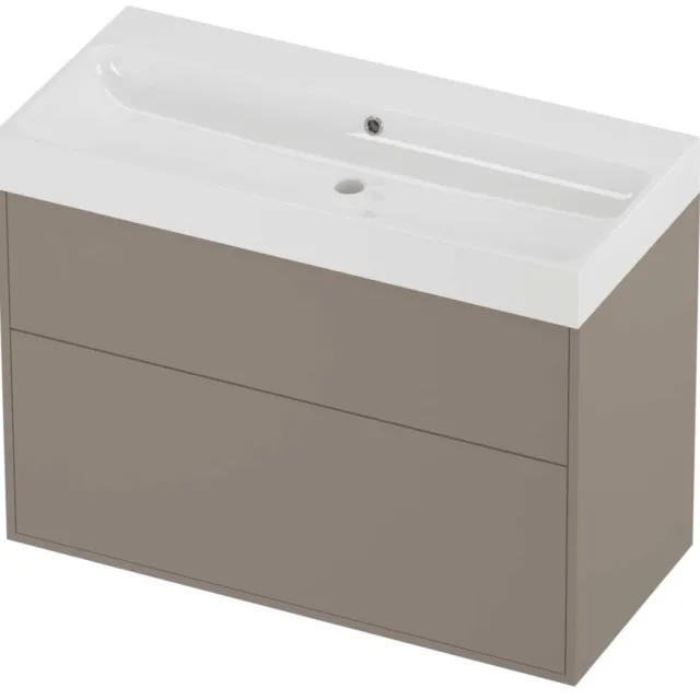 Proline Podium Badmeubelset Polystone Loft 2 Laden 100x46x75 cm Glans Wit Clay Beige