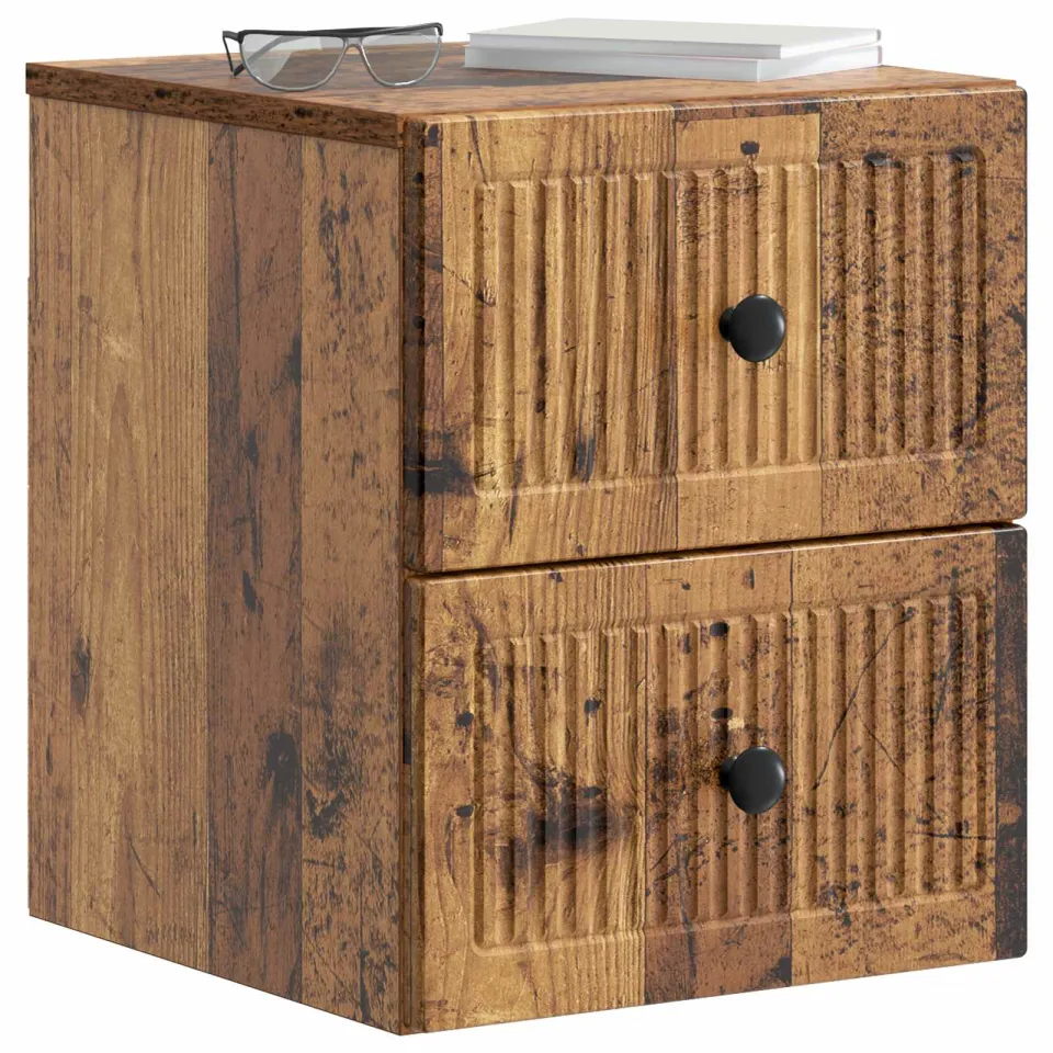 vidaXL Wandbeugel Bedkast 2 st Oud hout 33 x 34,5 x 40 cm Bewerkt hout Bruin
