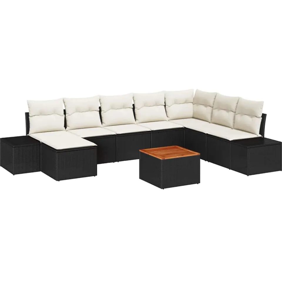 vidaXL Tuin Sofa Set 9 st Zwart en wit, foto 3