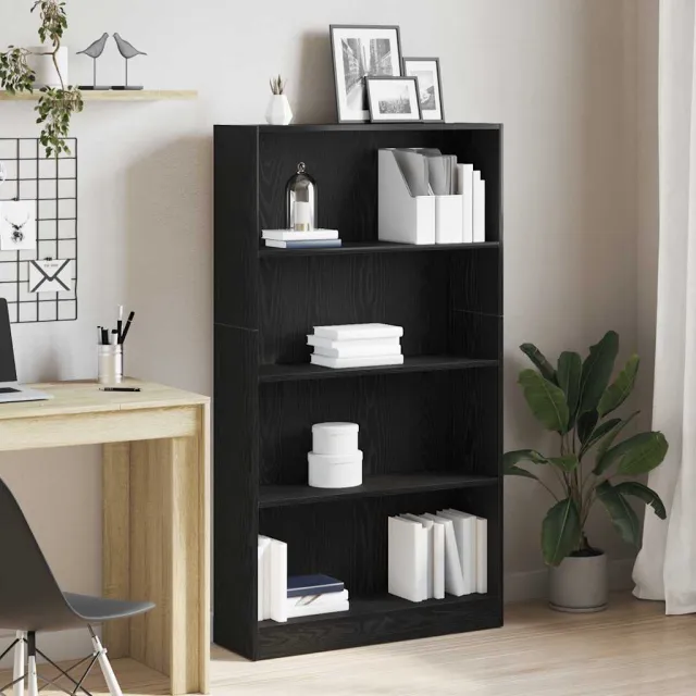 vidaXL Boekenkast 4-laags 80x24x143 cm spaanplaat zwart eikenkleurig, foto 2