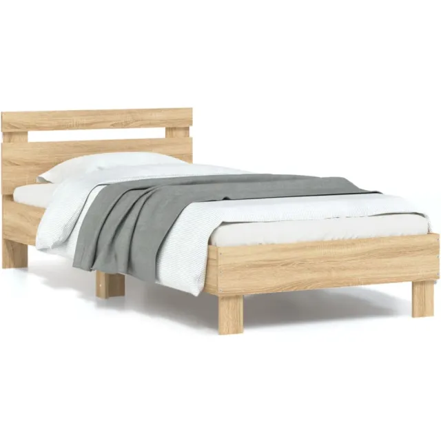 vidaXL Bedframe met hoofdbord en LED sonoma eikenkleurig 90x190 cm