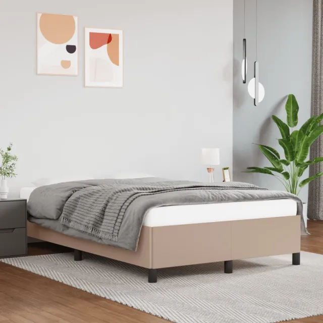 vidaXL Bedframe zonder matras 120x190 cm kunstleer cappuccinokleurig Bruin