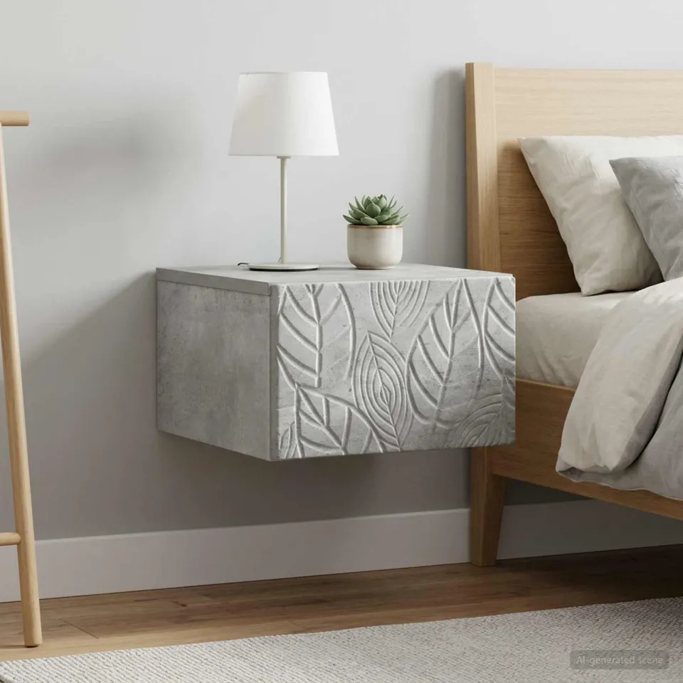 vidaXL Wandmontage Zijtafel 2 st Betongrijs 34,5 x 33 x 20 cm grijs, foto 2