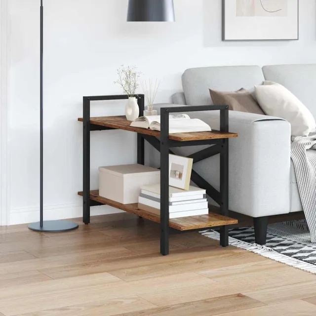 vidaXL Boekenkast 2-laags 100 x 33,5 x 64 cm Bewerkt hout Oud Hout Bruin