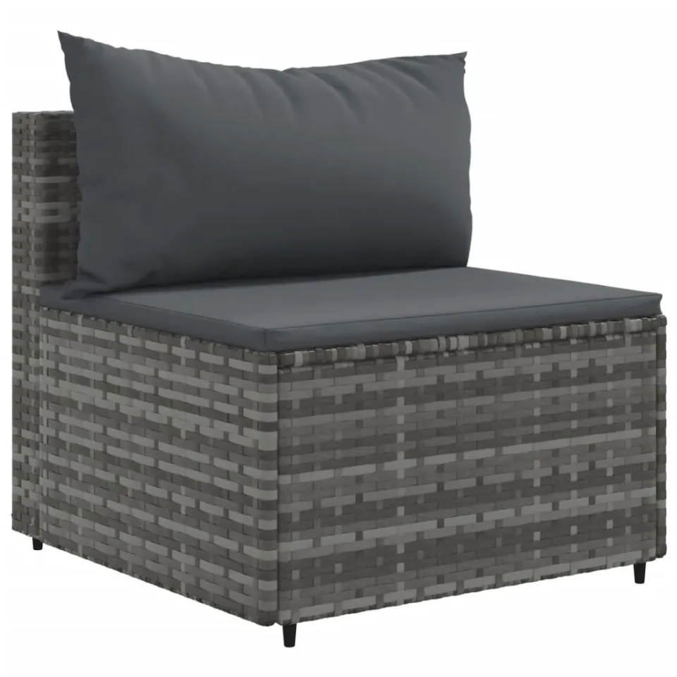 vidaXL 9-delige Loungeset met kussens poly rattan grijs, foto 4