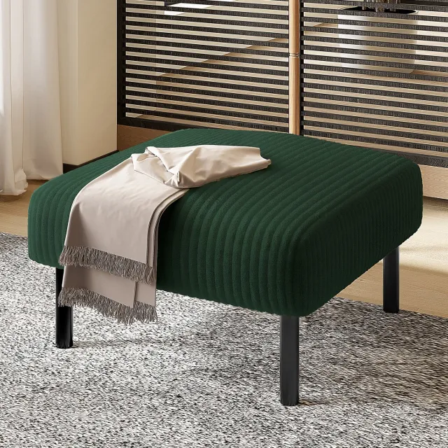MODENUIT Voetenbankje – Met Metalen Frame – 56 x 51 x 39 cm – Stof – Groen – Voor Binnen In Woonkamer En Slaapkamer Smaragdgroen