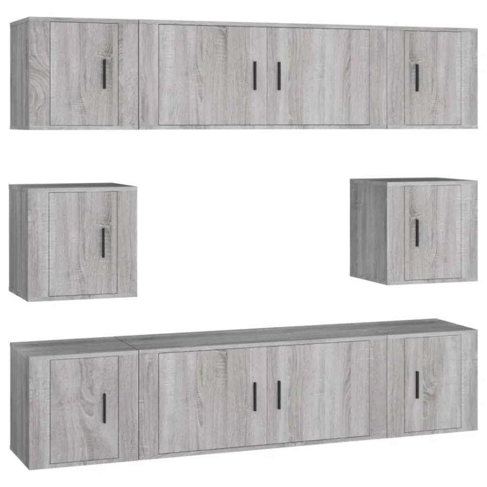 vidaXL 8-delige Tv-meubelset bewerkt hout grijs sonoma eikenkleurig, foto 3