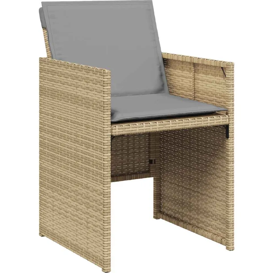 vidaXL 9-delige Tuinset met kussens poly rattan gemengd beige, foto 4