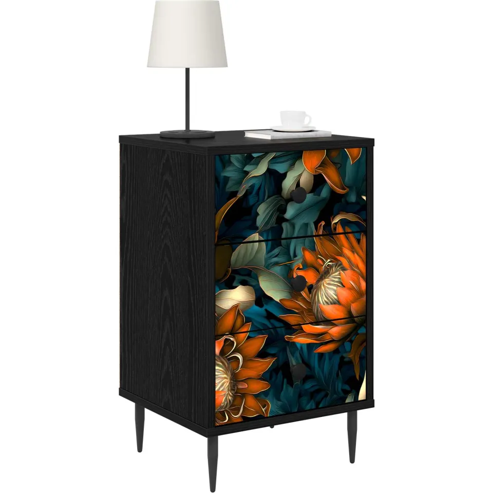vidaXL Nachtkastje LOCHEM Zwart eiken 36 x 33 x 61 cm Bewerkt hout