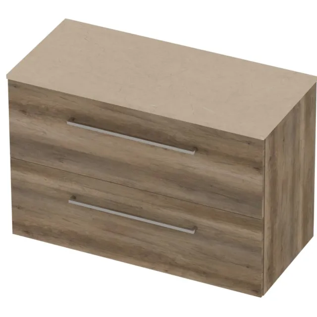 Basic-Line Deck 46 Badmeubelset Voor Grepen 100x46x66 cm Scotch Oak Sand Stone Beige