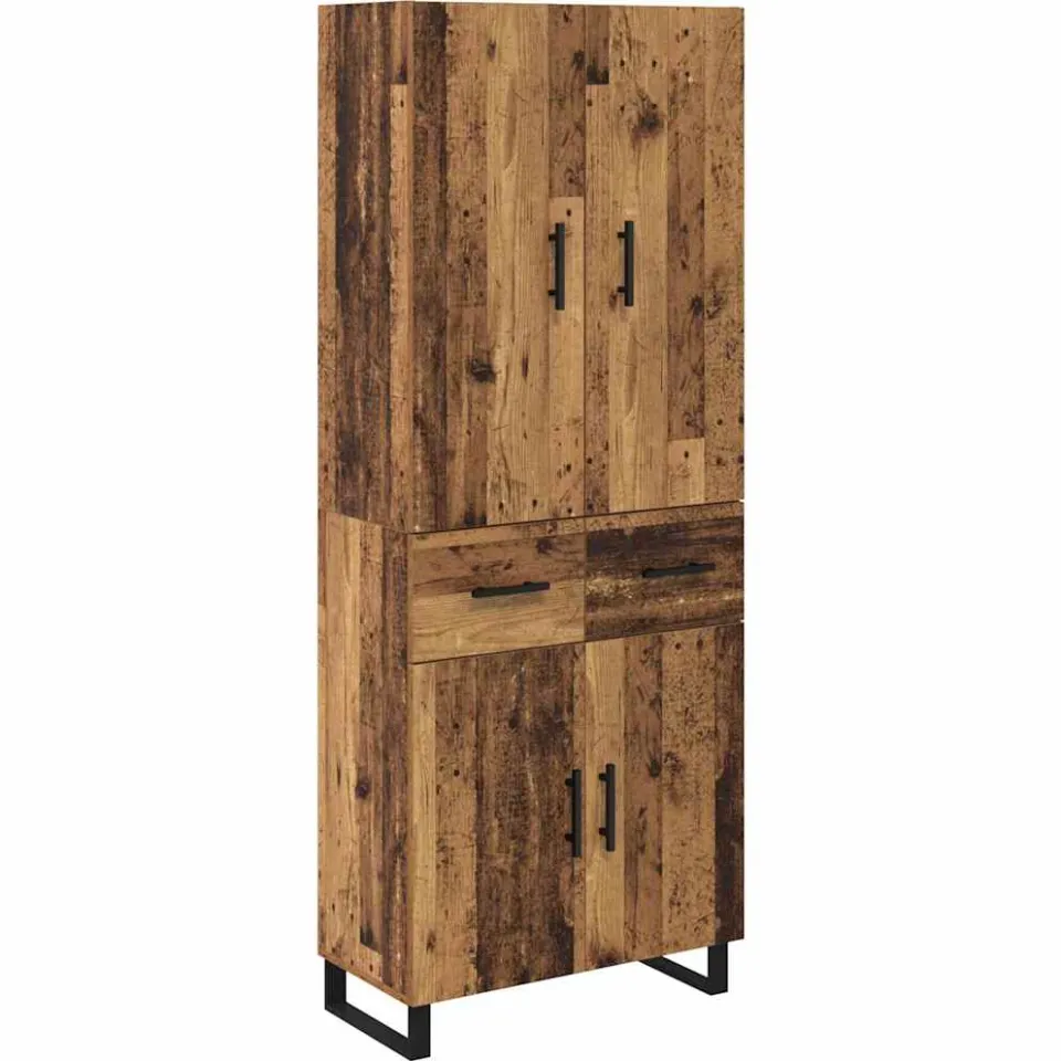 vidaXL Hoge kast 2 st Oud Hout 69,5 x 34 x 180 cm bruin, foto 3